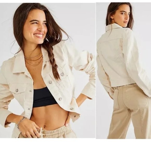 Free People Ivory Rumors Denim Jacket. L
